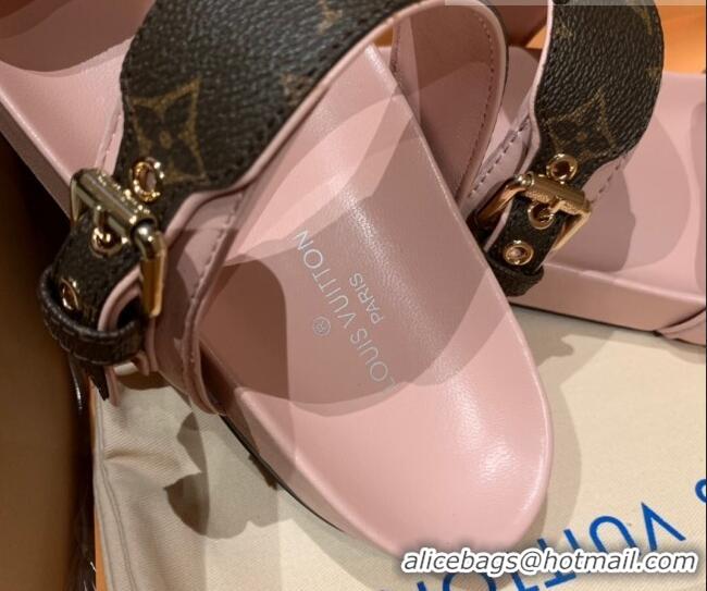 Sumptuous Louis Vuitton Bom Dia Monogram Canvas Flat Slide Sandals Brown/Pink 032580