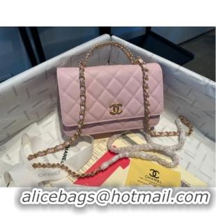 Low Cost Chanel mini Shoulder Bag Grained Calfskin&Gold-Tone Metal AP2804 pink