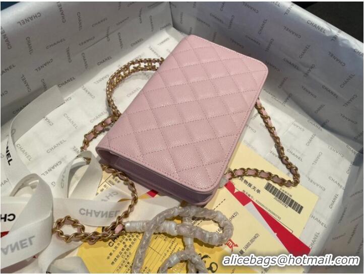 Low Cost Chanel mini Shoulder Bag Grained Calfskin&Gold-Tone Metal AP2804 pink