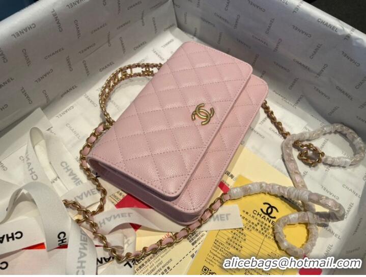 Low Cost Chanel mini Shoulder Bag Grained Calfskin&Gold-Tone Metal AP2804 pink