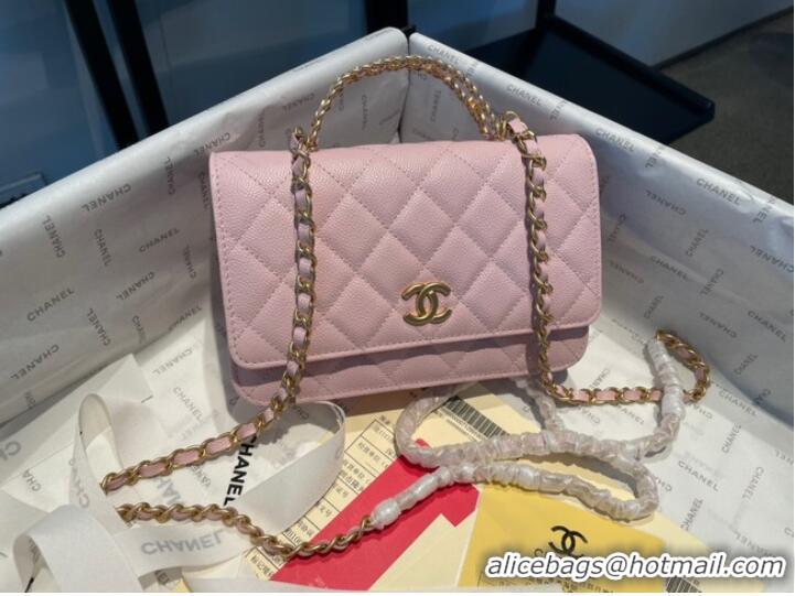 Low Cost Chanel mini Shoulder Bag Grained Calfskin&Gold-Tone Metal AP2804 pink