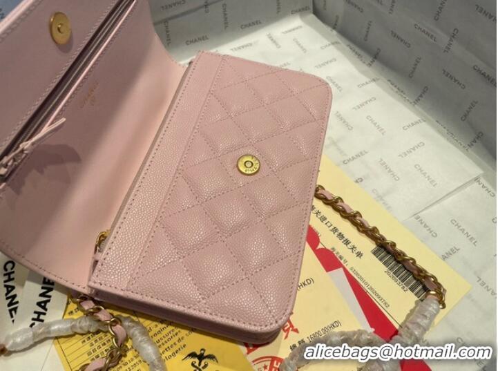 Low Cost Chanel mini Shoulder Bag Grained Calfskin&Gold-Tone Metal AP2804 pink