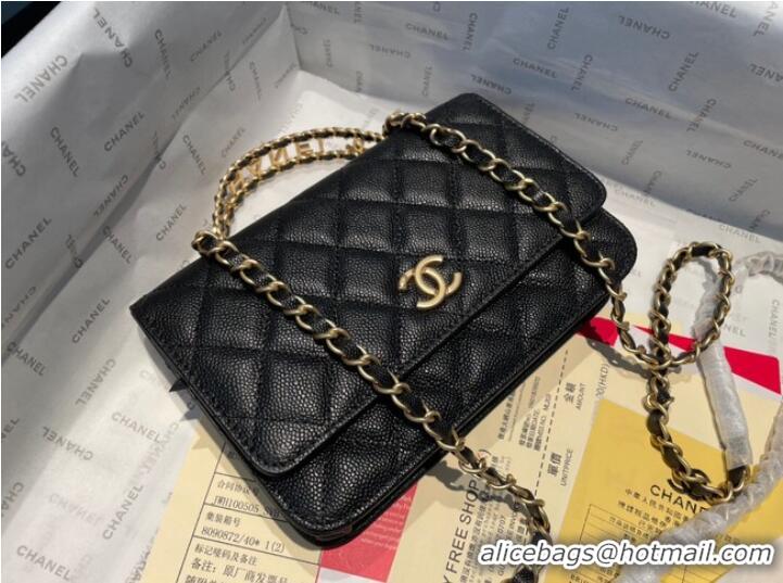 Discount Chanel mini Shoulder Bag Grained Calfskin&Gold-Tone Metal AP2804 black