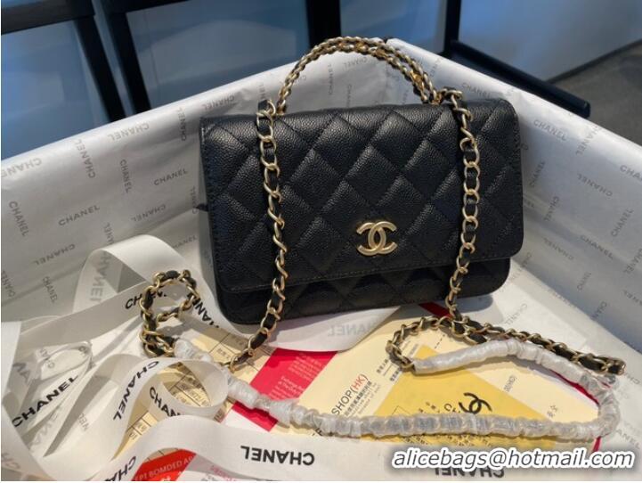 Discount Chanel mini Shoulder Bag Grained Calfskin&Gold-Tone Metal AP2804 black