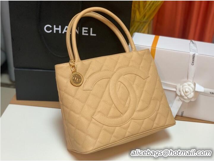 Market Sells Chanel Tote Bag Grained Calfskin&Gold-Tone Metal AS1804 apricot