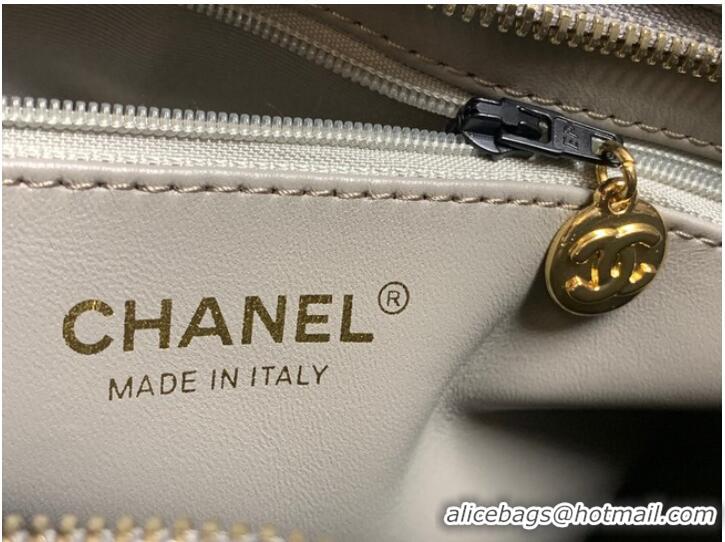 Shop Grade Chanel Tote Bag Grained Calfskin&Gold-Tone Metal AS1804 gray