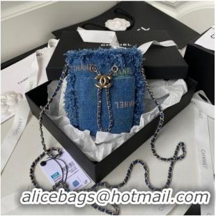 Super Quality Chanel mini Drawstring Bag Denim AP2603 blue