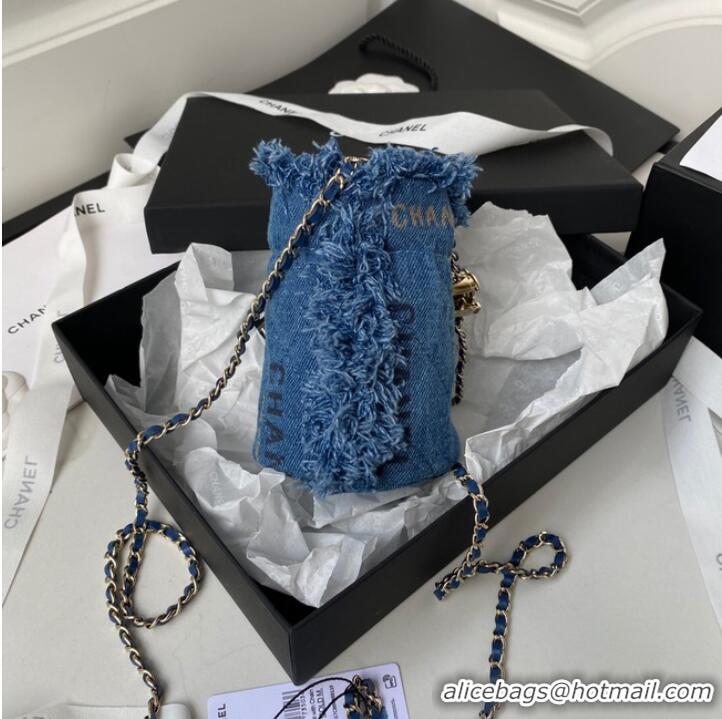 Super Quality Chanel mini Drawstring Bag Denim AP2603 blue