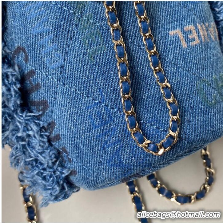 Super Quality Chanel mini Drawstring Bag Denim AP2603 blue