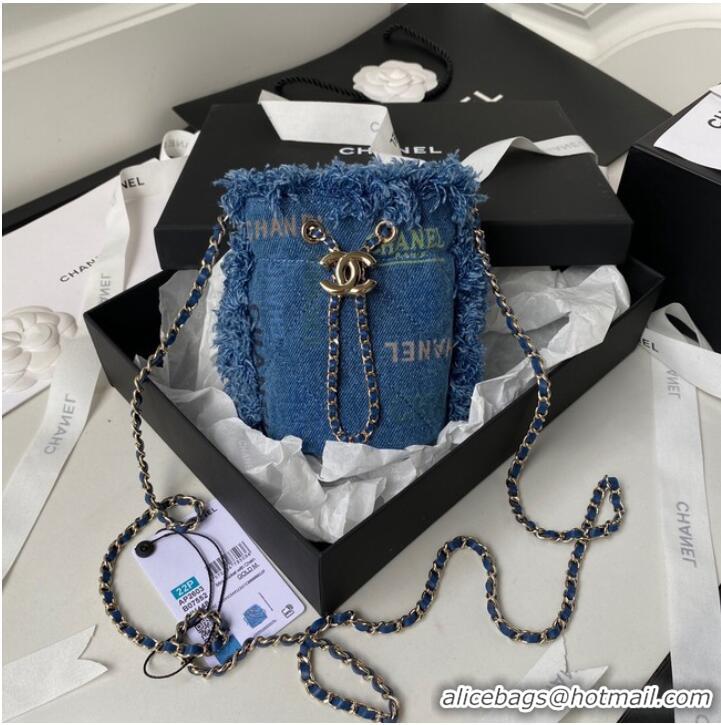 Super Quality Chanel mini Drawstring Bag Denim AP2603 blue