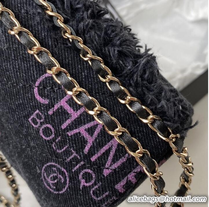 Top Grade Chanel mini Drawstring Bag Denim AP2603 dark blue