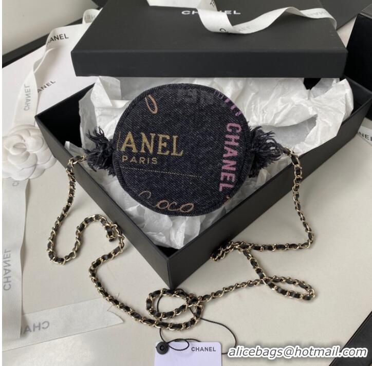 Top Grade Chanel mini Drawstring Bag Denim AP2603 dark blue