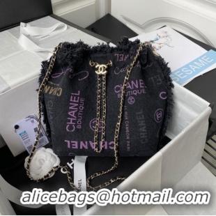 Reasonable Price Chanel small Drawstring Bag Denim AS3027 dark blue