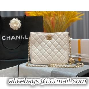 Promotional Chanel mini Shoulder Bag Lambskin&Gold-Tone Metal AS3259 white