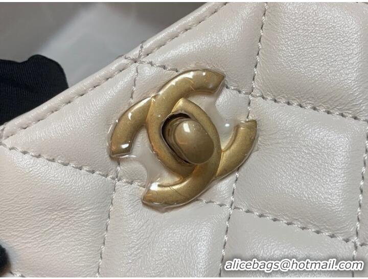 Promotional Chanel mini Shoulder Bag Lambskin&Gold-Tone Metal AS3259 white