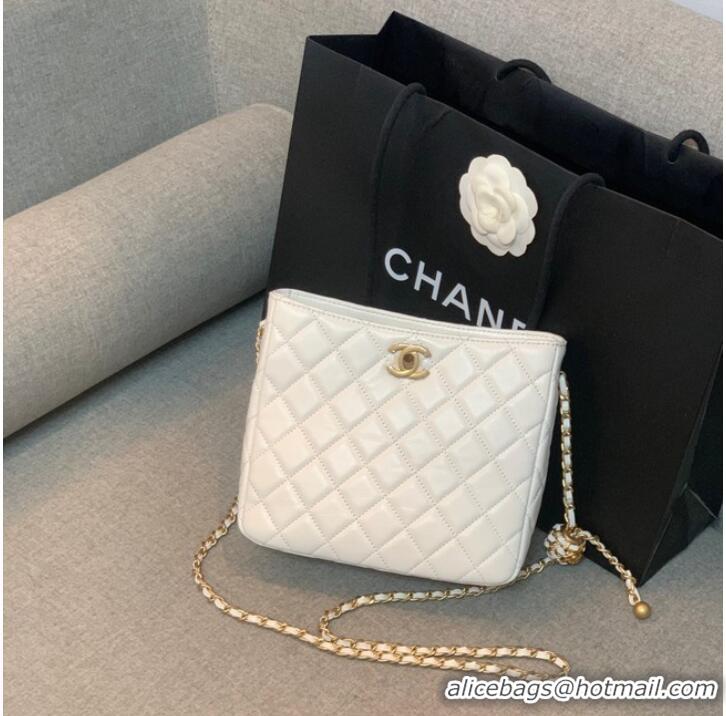 Promotional Chanel mini Shoulder Bag Lambskin&Gold-Tone Metal AS3259 white