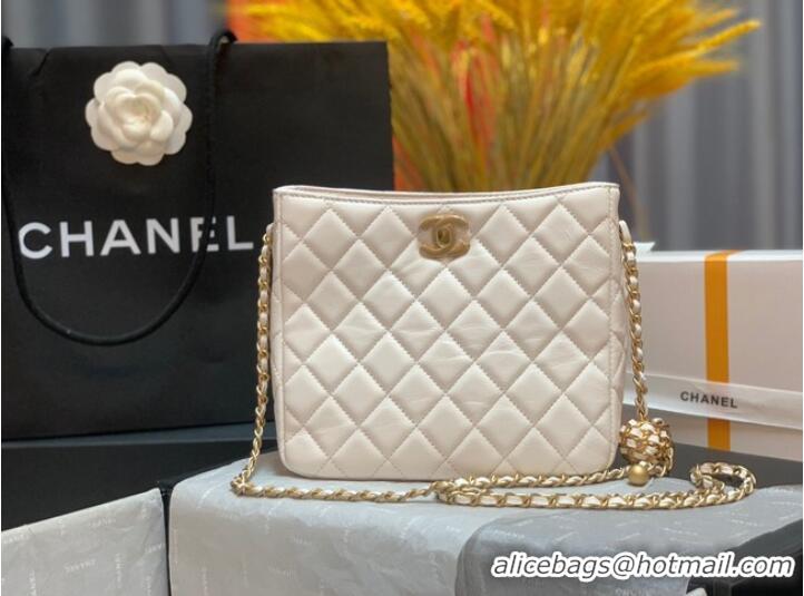 Promotional Chanel mini Shoulder Bag Lambskin&Gold-Tone Metal AS3259 white