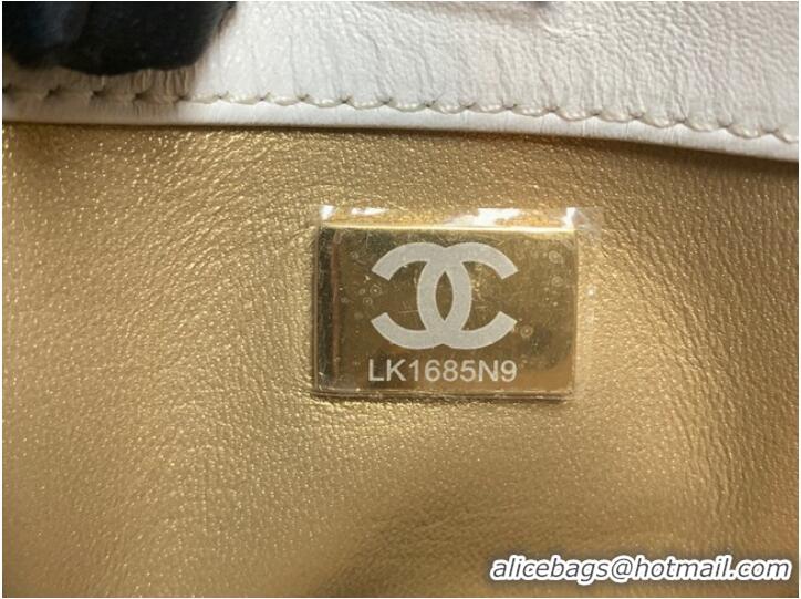 Promotional Chanel mini Shoulder Bag Lambskin&Gold-Tone Metal AS3259 white