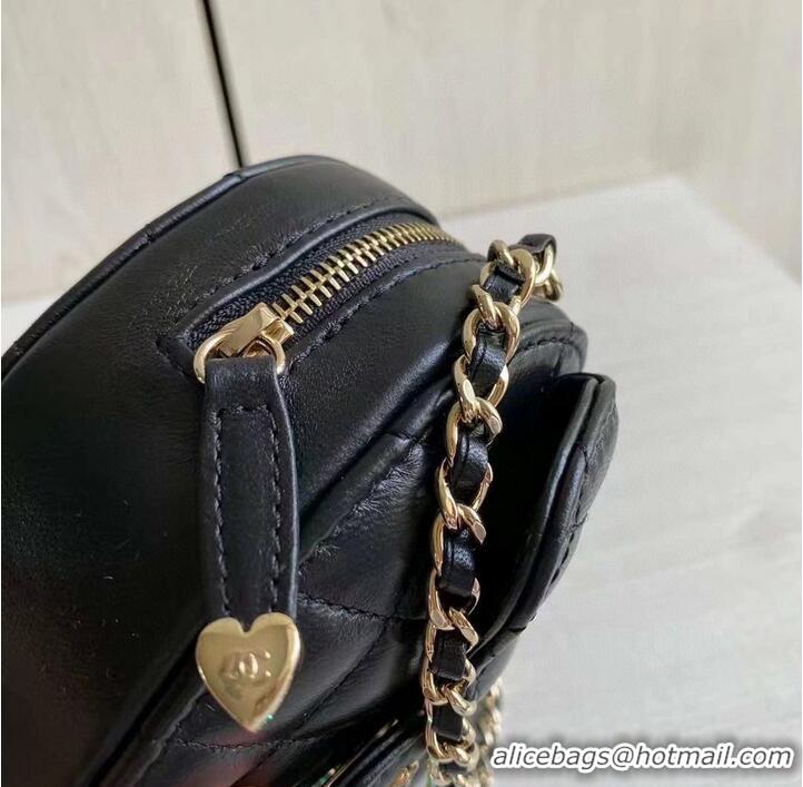 Classic Chanel 2022S Love Heart Original Lambskin Crossbody Chain Mini Bag AS3191 Black