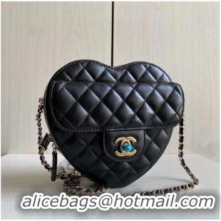 Promotional Chanel 2022S Love Heart Original Lambskin Crossbody Chain Bag AS3191Y Black