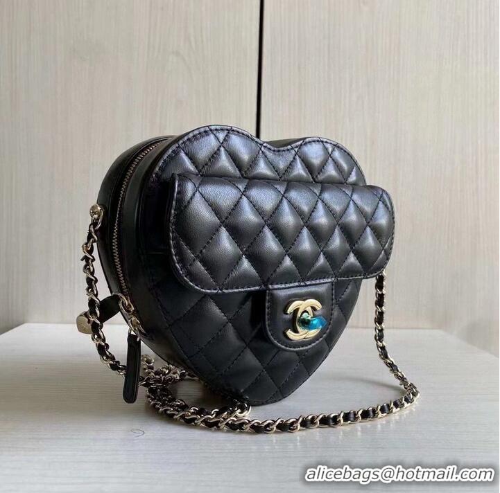 Promotional Chanel 2022S Love Heart Original Lambskin Crossbody Chain Bag AS3191Y Black