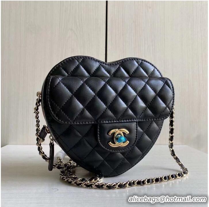 Promotional Chanel 2022S Love Heart Original Lambskin Crossbody Chain Bag AS3191Y Black