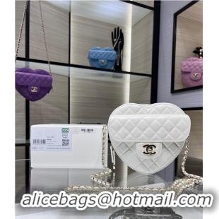 Affordable Price Chanel 2022S Love Heart Original Lambskin Crossbody Chain Bag AS3191Y White