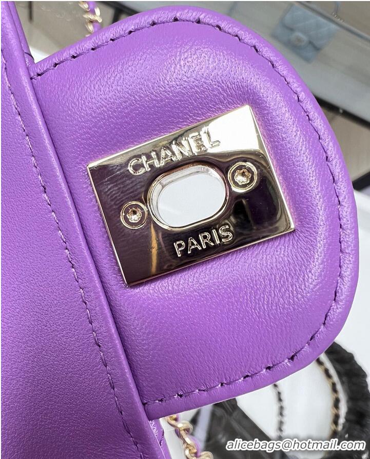 Good Product Chanel 2022S Love Heart Original Lambskin Crossbody Chain Bag AS3191Y Purple