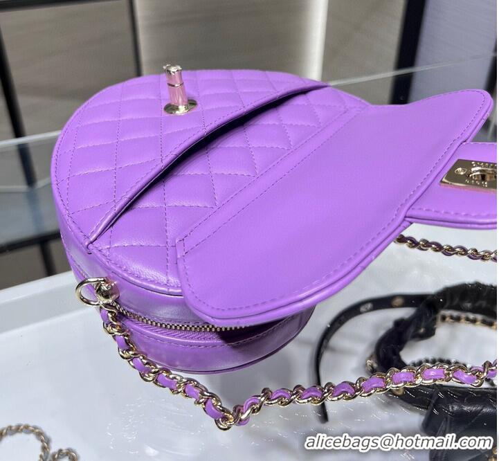 Good Product Chanel 2022S Love Heart Original Lambskin Crossbody Chain Bag AS3191Y Purple