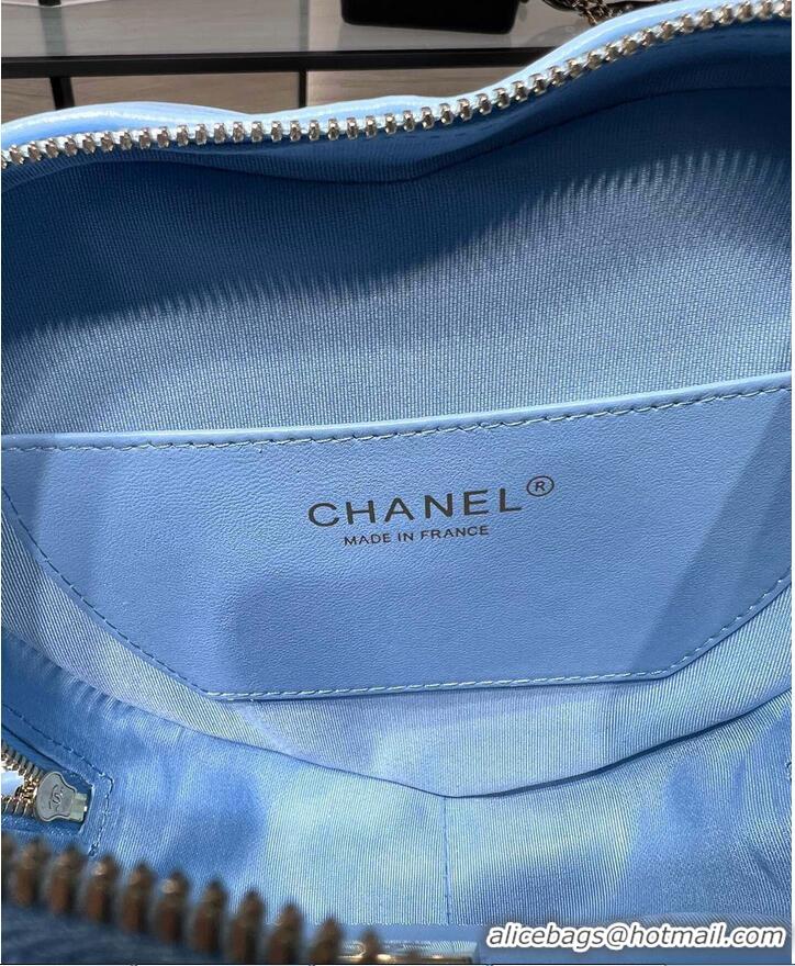 Purchase Grade Chanel 2022S Love Heart Original Lambskin Crossbody Chain Bag AS3191Y Blue