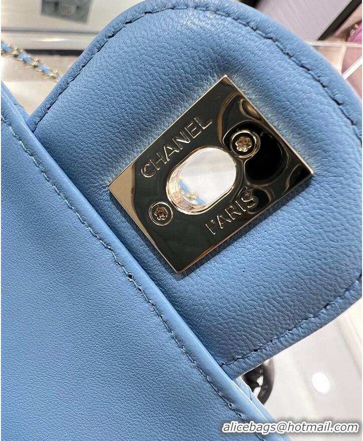 Purchase Grade Chanel 2022S Love Heart Original Lambskin Crossbody Chain Bag AS3191Y Blue