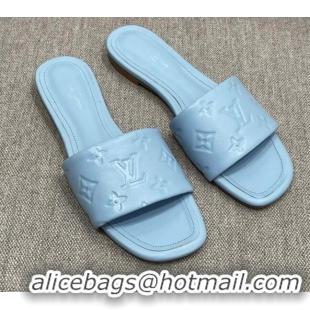 Purchase Louis Vuitton Revival Flat Slide Sandals in Monogram Embossed Lambskin Pale Blue 032593