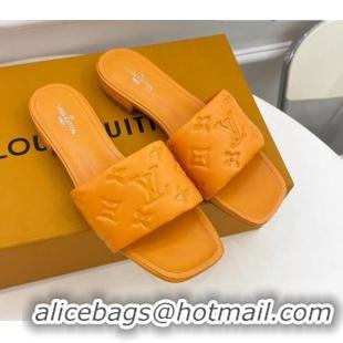 Good Looking Louis Vuitton Revival Flat Slide Sandals in Monogram Embossed Lambskin Orange 032595