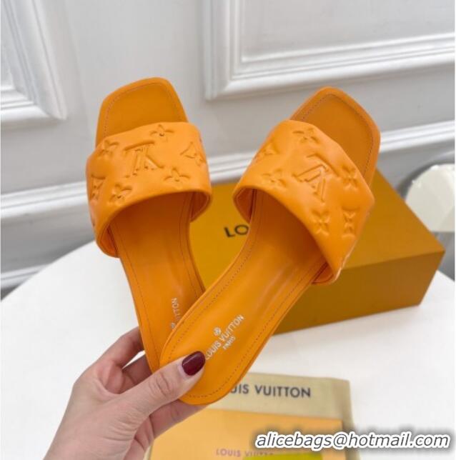 Good Looking Louis Vuitton Revival Flat Slide Sandals in Monogram Embossed Lambskin Orange 032595