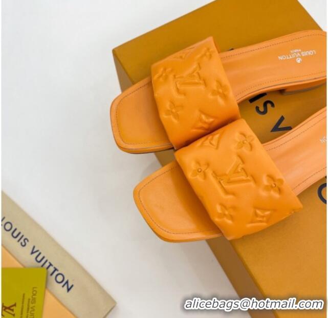 Good Looking Louis Vuitton Revival Flat Slide Sandals in Monogram Embossed Lambskin Orange 032595