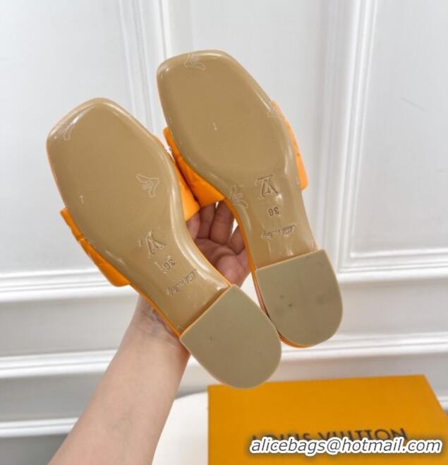 Good Looking Louis Vuitton Revival Flat Slide Sandals in Monogram Embossed Lambskin Orange 032595