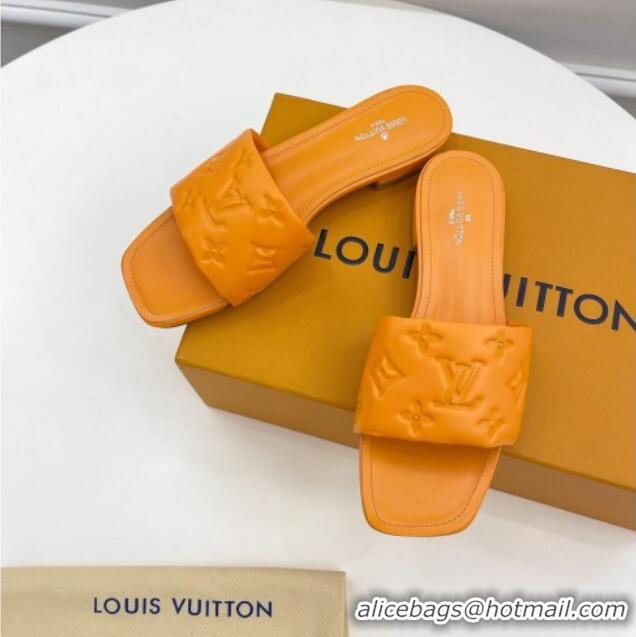 Good Looking Louis Vuitton Revival Flat Slide Sandals in Monogram Embossed Lambskin Orange 032595