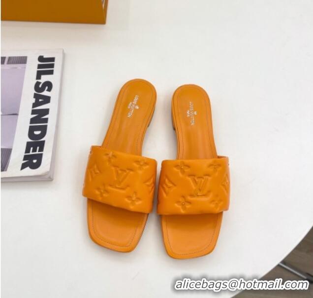 Good Looking Louis Vuitton Revival Flat Slide Sandals in Monogram Embossed Lambskin Orange 032595