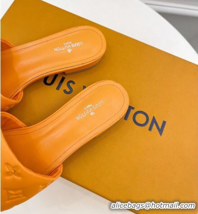 Good Looking Louis Vuitton Revival Flat Slide Sandals in Monogram Embossed Lambskin Orange 032595