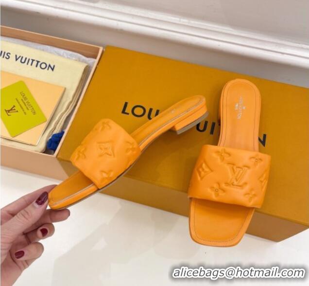 Good Looking Louis Vuitton Revival Flat Slide Sandals in Monogram Embossed Lambskin Orange 032595