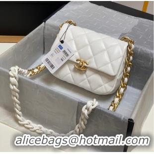 Promotional Chanel mini Shoulder Bag Lambskin&Gold-Tone Metal AS3205 white