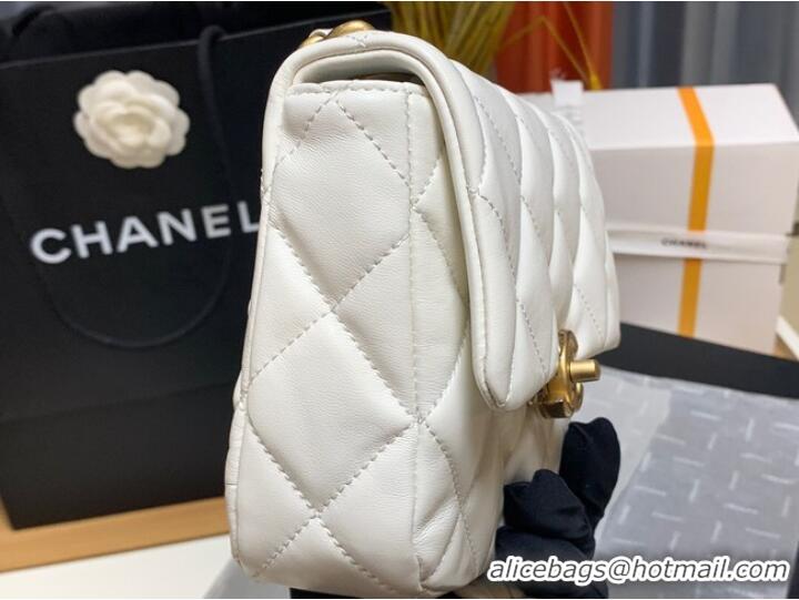 Promotional Chanel mini Shoulder Bag Lambskin&Gold-Tone Metal AS3205 white