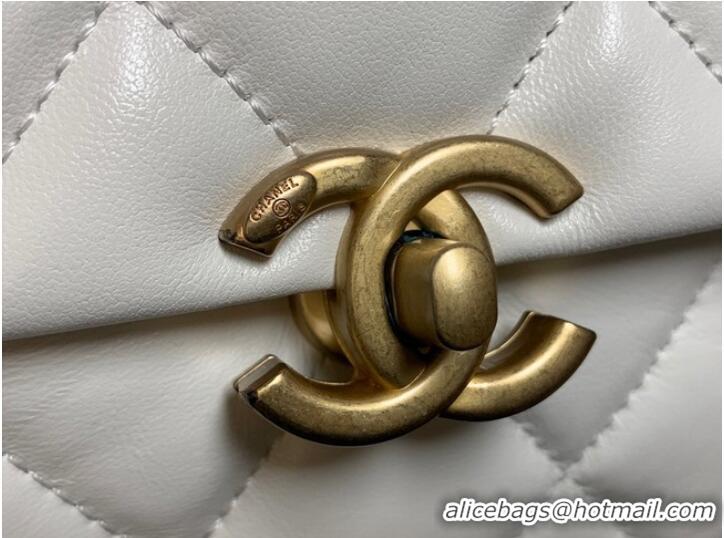 Promotional Chanel mini Shoulder Bag Lambskin&Gold-Tone Metal AS3205 white