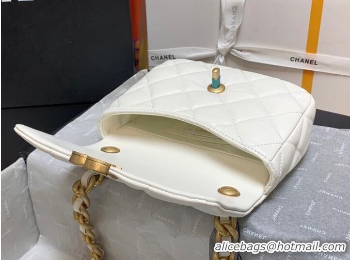 Promotional Chanel mini Shoulder Bag Lambskin&Gold-Tone Metal AS3205 white