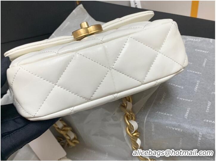 Promotional Chanel mini Shoulder Bag Lambskin&Gold-Tone Metal AS3205 white