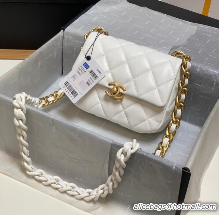 Promotional Chanel mini Shoulder Bag Lambskin&Gold-Tone Metal AS3205 white