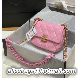 Cheapest Chanel mini Shoulder Bag Lambskin&Gold-Tone Metal AS3205 pink