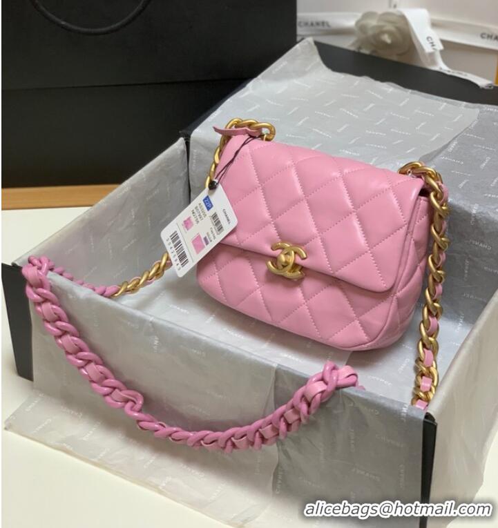 Cheapest Chanel mini Shoulder Bag Lambskin&Gold-Tone Metal AS3205 pink