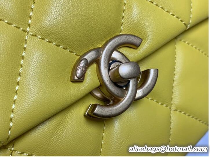 Top Grade Chanel mini Shoulder Bag Lambskin&Gold-Tone Metal AS3205 yellow