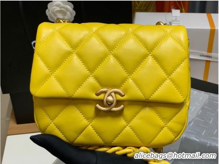 Top Grade Chanel mini Shoulder Bag Lambskin&Gold-Tone Metal AS3205 yellow